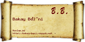 Bakay Béni névjegykártya